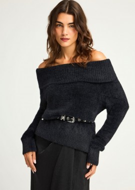 FUNKY BUDDHA - Πλεκτό teddy off shoulder