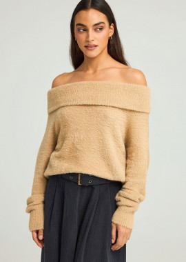 FUNKY BUDDHA - Πλεκτό teddy off shoulder