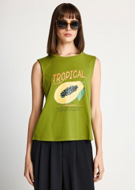 FUNKY BUDDHA - Γυναικείο βαμβακερό tank top με τύπωμα