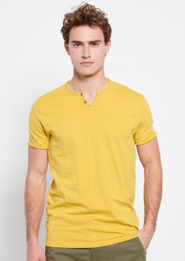 FUNKY BUDDHA - Essential t-shirt με λαιμό henley