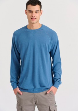 FUNKY BUDDHA - Linen blend ανδρική lightweight πλεκτή μπλούζα