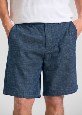 FUNKY BUDDHA - Comfort fit yarn dyed chino βερμούδα με λάστιχο