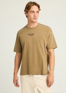 FUNKY BUDDHA - Oversized t-shirt με τύπωμα στο στήθος