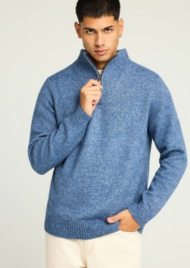 FUNKY BUDDHA - Ανδρικό half-zip πλεκτό πουλόβερ
