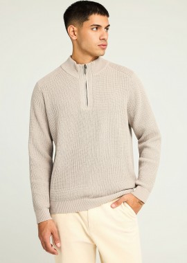 FUNKY BUDDHA - Ανδρικό half-zip πλεκτό πουλόβερ