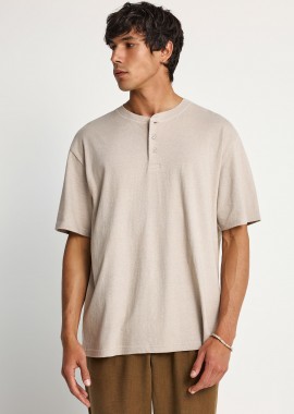 FUNKY BUDDHA - Ανδρικό relaxed t-shirt από λινό - The essentials