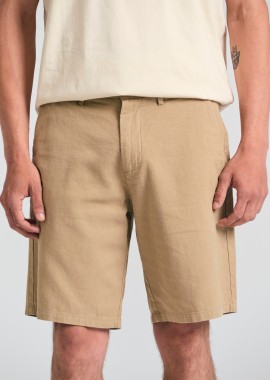 GARAGE 55 - Linen blend garment dyed chino βερμούδα.