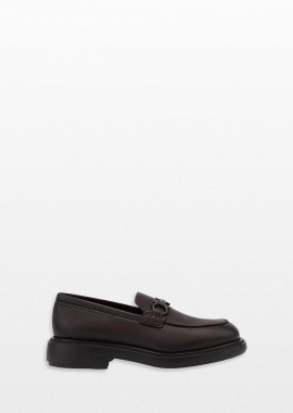 SALVATORE FERRAGAMO - SALVATORE FERRAGAMO Ανδρικό Καφέ Gancini Plaque Slip-On Loafers