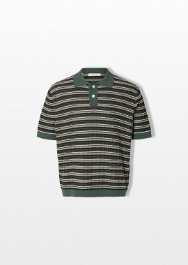 SELECTED HOMME - SELECTED HOMME Ανδρικό Πράσινο Structured Knitted Polo Shirt