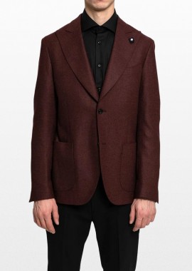 LARDINI - LARDINI Ανδρικό Κόκκινο Bordeaux Single-Breasted Blazer