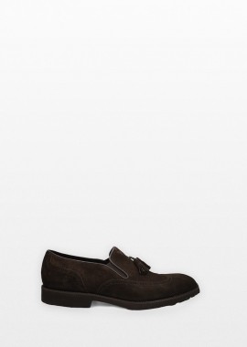 PHILIPPE LANG - PHILIPPE LANG Ανδρικό Καφέ Brown Suede Tasseled Loafers