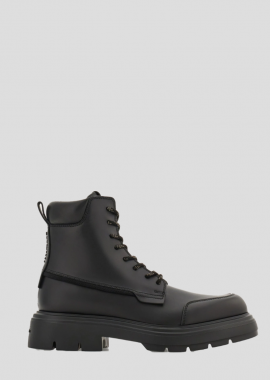 SALVATORE FERRAGAMO - SALVATORE FERRAGAMO Ανδρικό Μαύρο Combat Boot With Maxi-Tongue