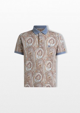 ETRO - ETRO Ανδρικό Γκρι Arnica Motif Polo Shirt