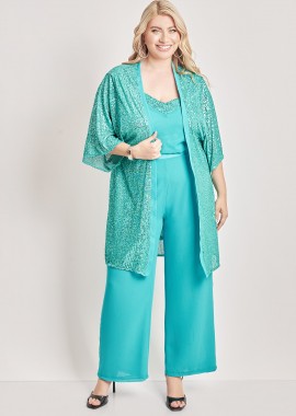 - Παντελόνα chiffon αμπιγιέ με παγιέτα
