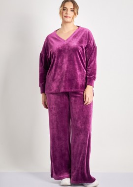 - Βελούδινο παντελόνι Wide Leg
