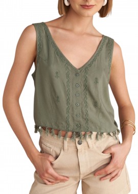 Attrattivo - Top Attrattivo Αμάνικο Με Κεντήματα 9921141-LIGHT KHAKI Γυναικείο