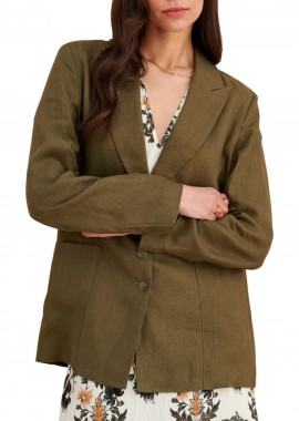 Attrattivo - Σακάκι Attrattivo Ίσιο Λινό 9923004-KHAKI Γυναικείο