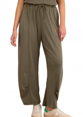 Attrattivo - Παντελόνι Υφασμάτινο Attrattivo Με Λάστιχο 9923292-KHAKI Γυναικείο