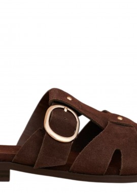 Attrattivo - Σανδάλια Attrattivo Δερμάτινα Με Σουέτ Υφή 9Y23579-BROWN Γυναικείο