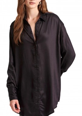 Funky Buddha - Πουκάμισο Μακρυμάνικο Funky Buddha Loose Fit FBL010-101-05-BLACK Γυναικείο