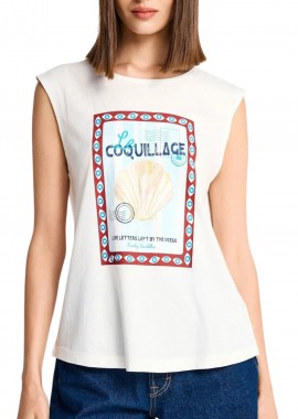 Funky Buddha - Μπλούζα Αμάνικη Funky Buddha Με Τύπωμα FBL013-140-04-OFF WHITE Γυναικείο