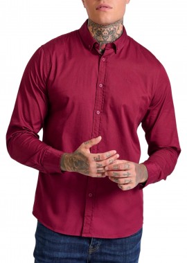 Funky Buddha - Πουκάμισο Μακρυμάνικο Funky Buddha Garment Dyed Twill FBM010-015-05-BERRY Ανδρικό