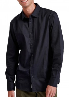 Funky Buddha - Πουκάμισο Μακρυμάνικο Funky Buddha Garment Dyed Twill FBM010-015-05-NAVY Ανδρικό