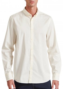 Funky Buddha - Πουκάμισο Μακρυμάνικο Funky Buddha Garment Dyed Twill FBM010-015-05-OFF WHITE Ανδρικό