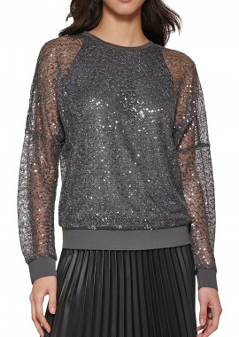 DKNY - Μπλούζα Μακρυμάνικη DKNY Με Παγιέτες P2MH6ONO-GUM Γυναικείο