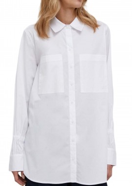 DKNY - Πουκάμισο Μακρυμάνικο DKNY Poplin Point Collar Oversized P3DM0S10-WHT Γυναικείο