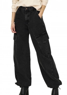 Only - Παντελόνι Jean Only Onlpernille Hig Waist Cargo Jogger 15297358-Black Denim Γυναικείο