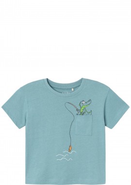 Name It - Μπλούζα Κοντομάνικη Name It Nmmvilian Boxy 13228217-Mineral Blue - Crocodile Αγόρι