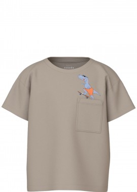 Name It - Μπλούζα Κοντομάνικη Name It Nmmvilian Boxy 13228217-Pure Cashmere - Dinosaur Αγόρι