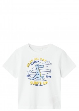 Name It - Μπλούζα Κοντομάνικη Name It NmmVagno Loose 13228225-Bright White-Surfs Up Αγόρι