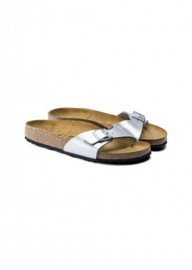 Birkenstock - Birkenstock Madrid BirkoFlor Silver Women's Slides Regular Wide 0040411