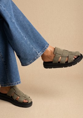 TFP - TFP Σουέντ Flatform Clogs - 4599 - Khaki Green Suede