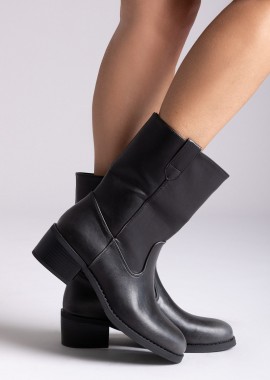 Stephan - Stephan Ankle Boots Low Block Heel - C-372 - Black Matte