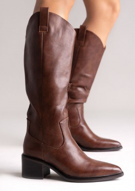 Sixth Sens - Sixth Sens Cowboy Boots Low Heel - F201 - Brown Matte