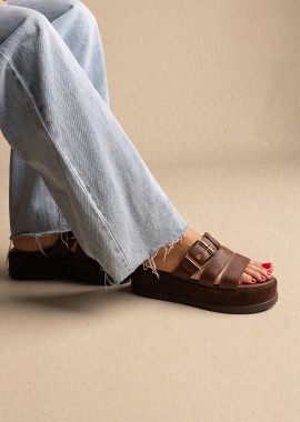 Mariella Fabiani - Mariella Fabiani Flatform σανδάλια - 2602/65 - Brown Matte