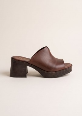 TFP - TFP Block Heel Mules Cut Out - L925 - Brown Matte