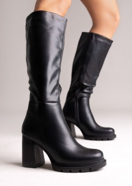 Ideal shoes - Ideal shoes Boots Platform - 2503A - Black Matte