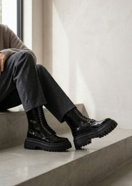 MARQUIIZ - MARQUIIZ Combat Boots - 7602-1 - Black Patent