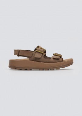 FANTASY SANDALS - FANTASY SANDALS Δερμάτινα σανδάλια με αγκράφα - S349 - Καφέ