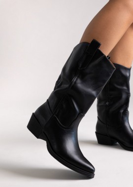 Martin Pescatore - Martin Pescatore Cowboy Boots Mid Calf - MP2737-1 - Black Matte