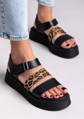 RAGAZZA - RAGAZZA Δερμάτινα flatform με velcro - 01227 (leopard) - Μαύρο