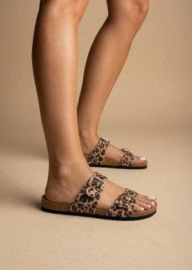 ONLY - ONLY Σανδάλια με μοτίβο και αγκράφα - 15341165 - Leopard suede