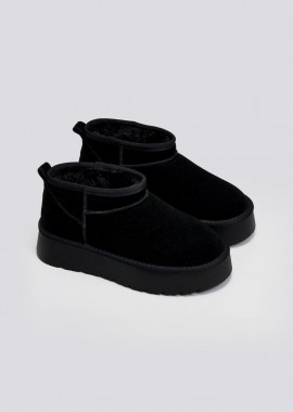 Cat Walk - Cat Walk Leather Ankle Boots Faux Fur - W23Q22084 - Black