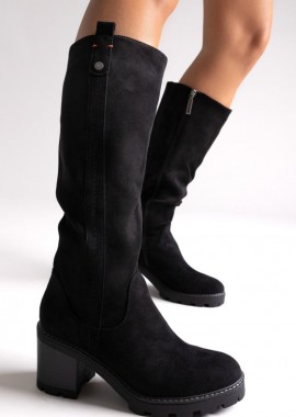 Refresh - Refresh Vegan Suede Stretch Boots - 173033 - Black Suede