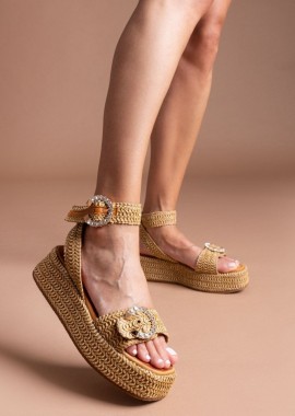 Mariella Fabiani - Mariella Fabiani Flatforms με μπαρέτα και στρας - 2505/02 - Ταμπά