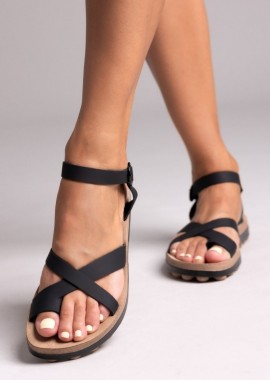 FANTASY SANDALS - FANTASY SANDALS Σανδάλια nubuck δετά - S9045 - Μαύρο